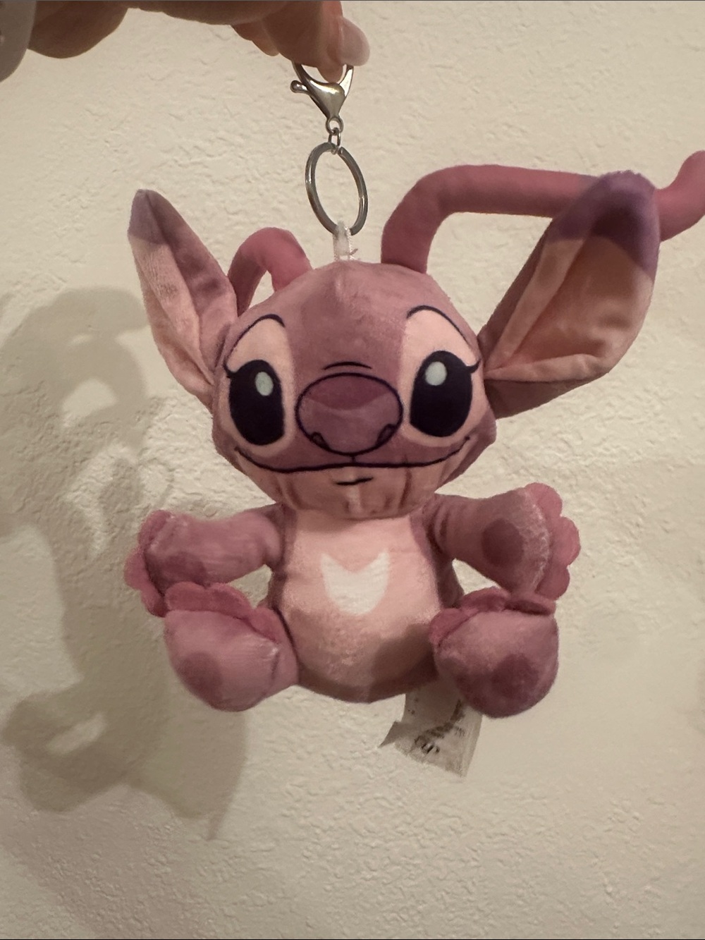 Disney Pink Stitch Plush Keychain - Soft Alien Character